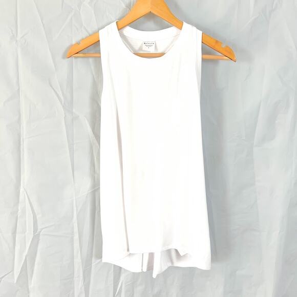 Athleta Tank Razorback Fishtail Round Neck White Women Medium - Picture 1 of 6